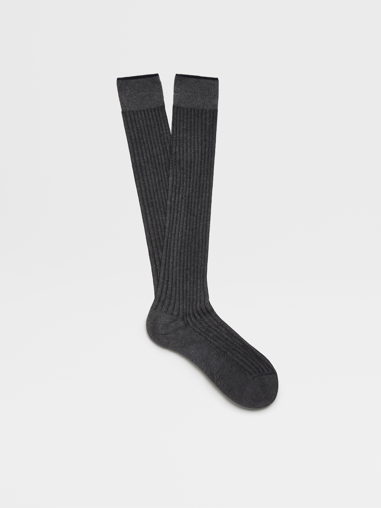Dark Grey Ribs Mid Calf Socks